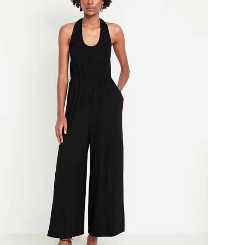 Old Navy Black Halter Wide-Leg Jumpsuit